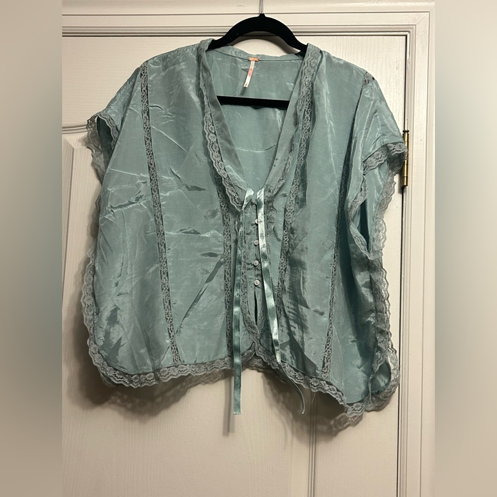 Free People Marigold Lace Shine Top Size M